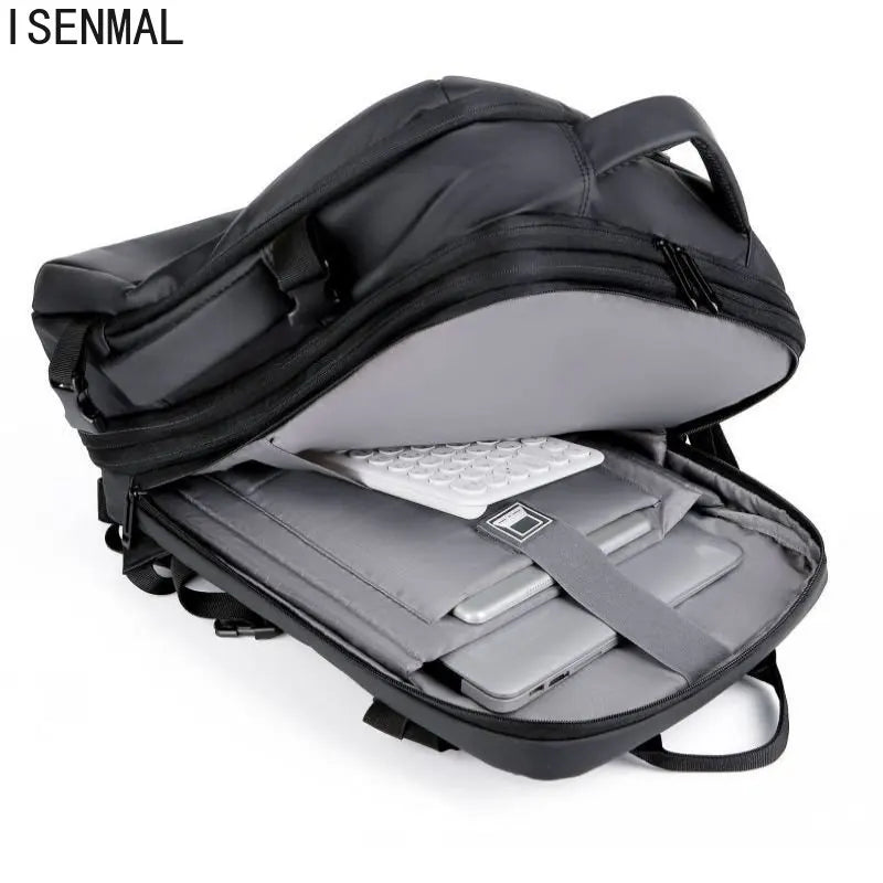 Men's Business Travel Backpack USB Charging 17 Inch Laptop Bag