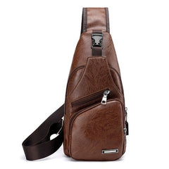 Men's Crossbody Single Shoulder Bag USB Sports Outdoor Casual Chest Bags