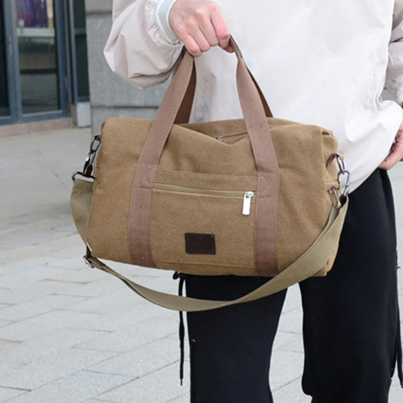 Men's Canvas Travel Tote Cross Body Classic Handbag