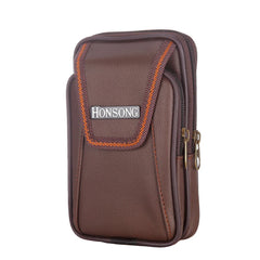 Men's Faux Leather Zipper Waist Bag Multi-Pockets