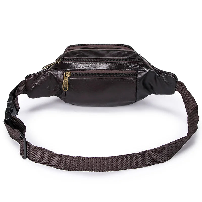 Men's Waterproof Leather Crossbody Bag Travel Waist Pack
