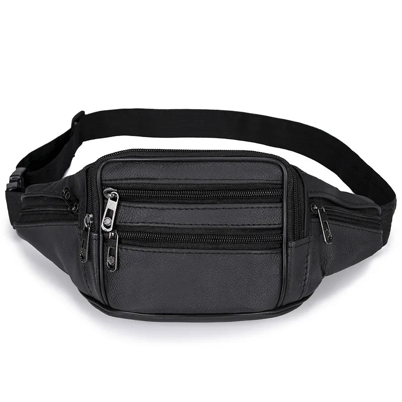 Men's Waterproof Leather Crossbody Bag Travel Waist Pack