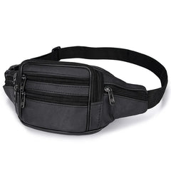 Men's Leather Crossbody Bags Waterproof Travel Anti-theft Waist Bag