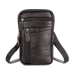 Men's Leather Phone Pouch Belt Bag Shoulder Crossbody Waist Pack