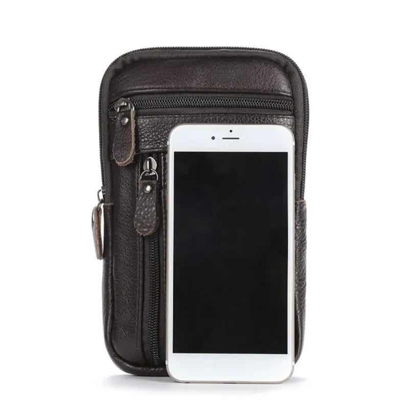 Men's Leather Phone Pouch Belt Bag Shoulder Crossbody Waist Pack