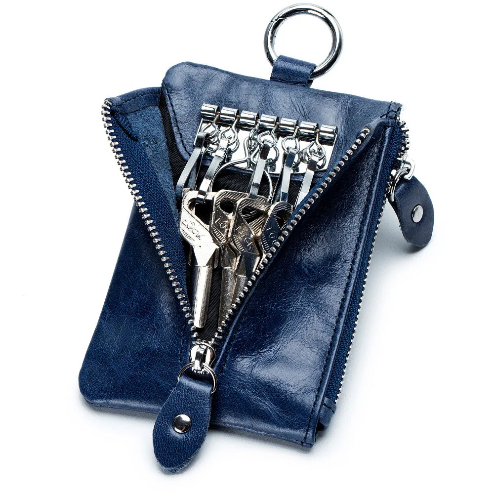 Leather Key Wallets Holder Keychain Car Case Rings