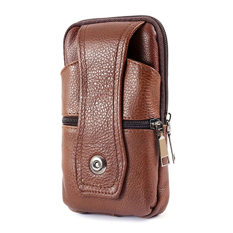 Men's Leather Phone Bag Vintage Crossbody Shoulder Belt Bag