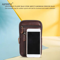 Men's Leather Waist Pack Phone Pouch Bag Chest Shoulder Belt Bag