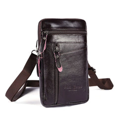 Men's Leather Waist Packs Phone Pouch Bags Waist Bag Male Small