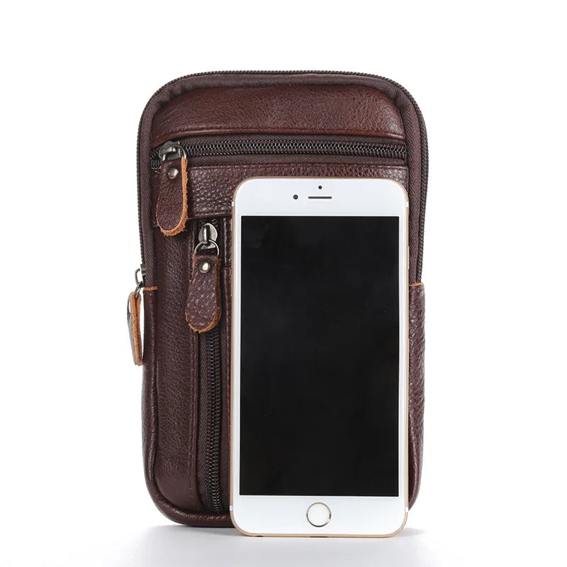 Men's Leather Waist Packs Phone Pouch Bags Waist Bag Male Small Chest
