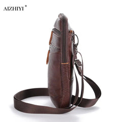 Men's Leather Waist Pack Phone Pouch Bag Chest Shoulder Belt Bag
