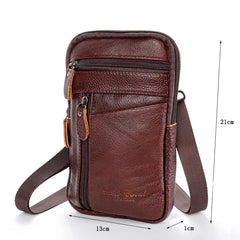 Men's Leather Waist Packs Phone Pouch Bags Waist Bag