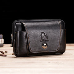 Men's Leather Belt Bag 5.5-Inch Phone Waist Bag Sunglass Pockets