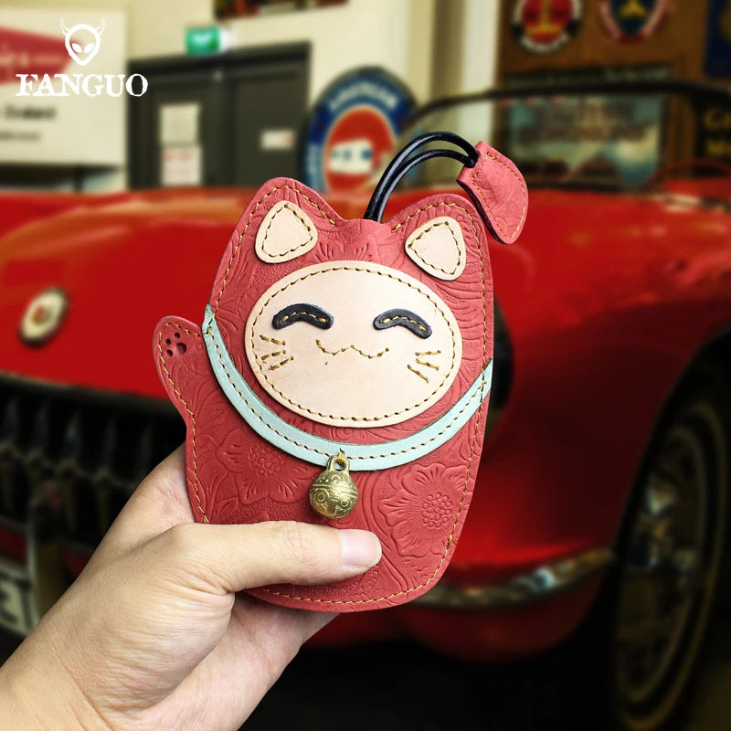 Men's Leather Smart Key Holder Housekeeper Key Case Keychain Key Pouch