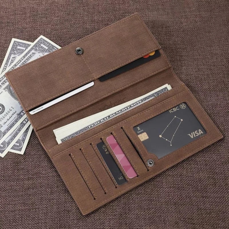 Men's Inscription Photo Engraved Leather Wallet Slim Bifold Style
