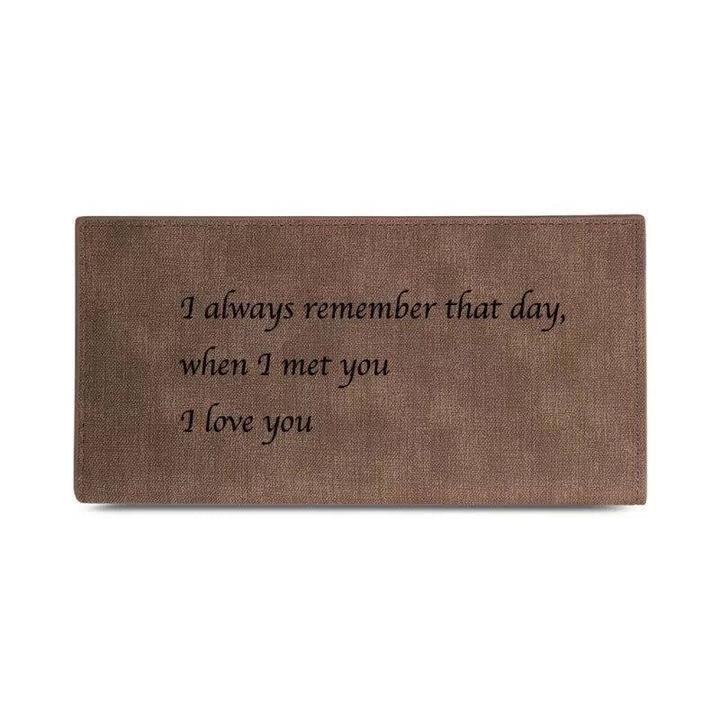 Men's Inscription Photo Engraved Leather Wallet Slim Bifold Style
