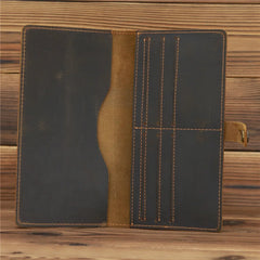 Men's Long Wallet Crazy Horse Leather Retro Business Multi-card Holder