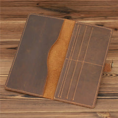 Men's Long Wallet Crazy Horse Leather Retro Business Multi-card Holder