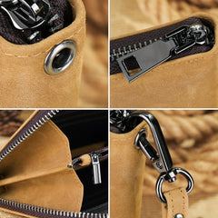 Men's Long Wallet Top Cowhide Clutch Bag Functional Cow Leather Handbag