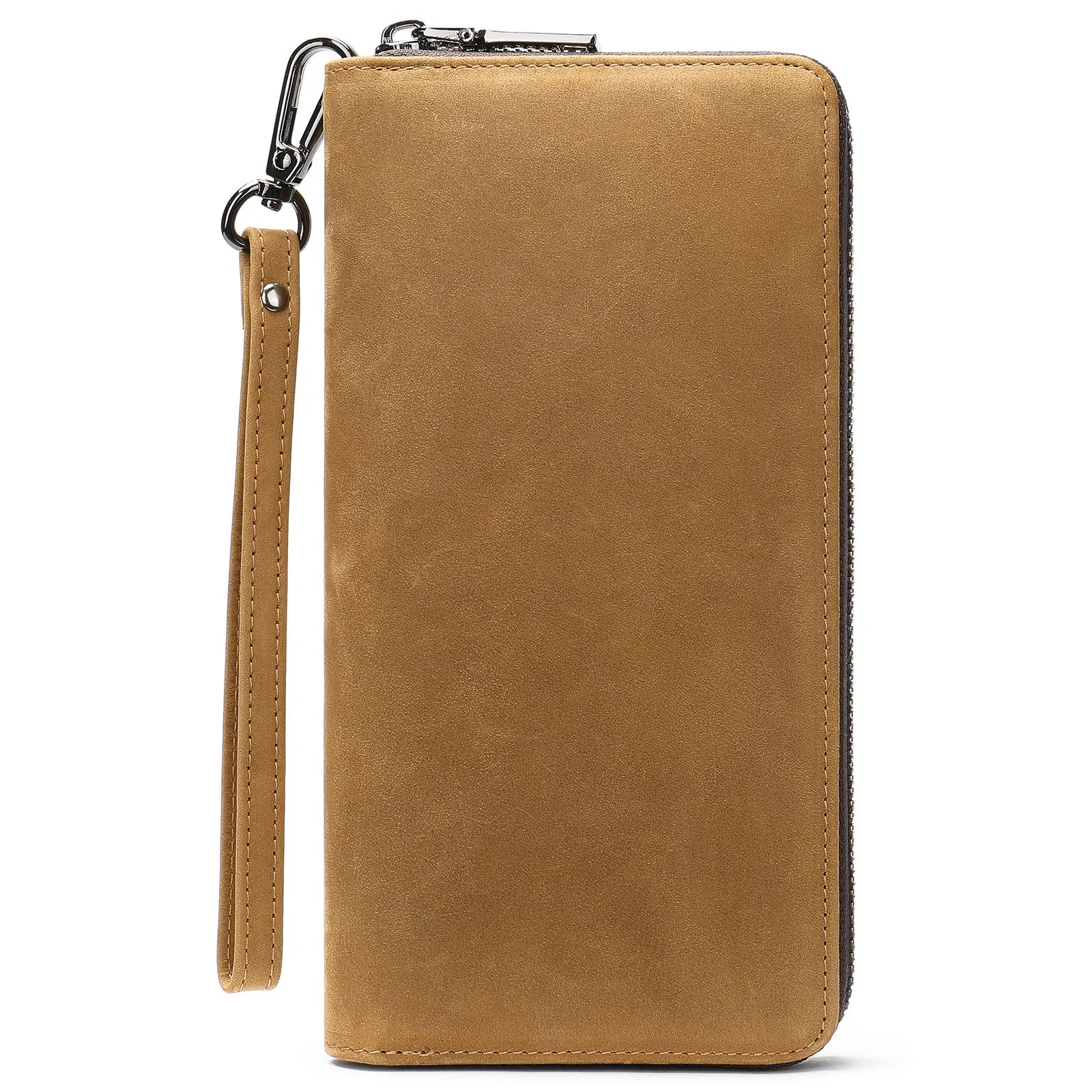 Men's Long Wallet Top Cowhide Clutch Bag Functional Cow Leather Handbag