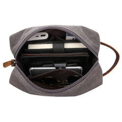 Men's Canvas Leather Toiletry Bag Organizer
