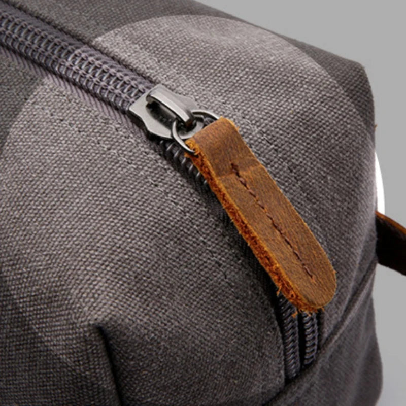 Men's Travel Toiletry Bag Canvas Leather Organizer