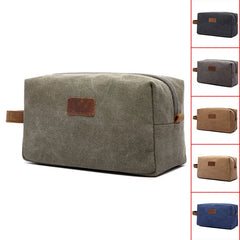 Men's Canvas Leather Toiletry Bag Organizer