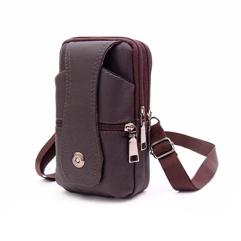 Men's Retro Leather Messenger Bag Small Shoulder Bag