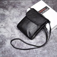 Men's Messenger Bags PU Leather Flap Bag Small Shoulder Handbag