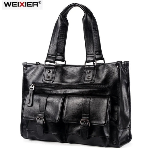 Men's Multifunction PU Leather Travel Handbag Large Capacity Tote Messenger Bag