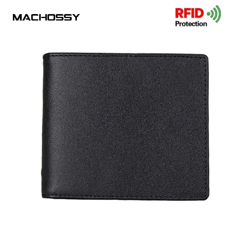 Men's Oil Wax Skin Wallet RFID Protection Cow Leather Billfold Coin Purse