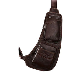 Men's PU Leather Chest Sling Crossbody Shoulder Bag Phone Pouch Casual Pack