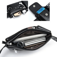 Men's PU Leather Sling Bag Chest Shoulder Bag Anti Scratch Waterproof Pouch