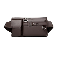 Men's PU Leather Sling Bag Chest Shoulder Bag Anti Scratch Waterproof Pouch