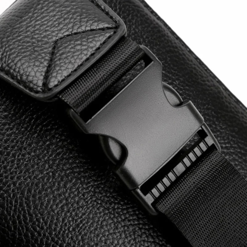 Men's PU Leather Sling Bag Chest Shoulder Bag Anti Scratch Waterproof Pouch