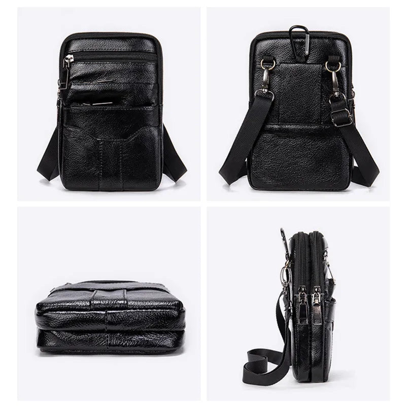 Men's PU Leather Waist Packs Phone Pouch Bags