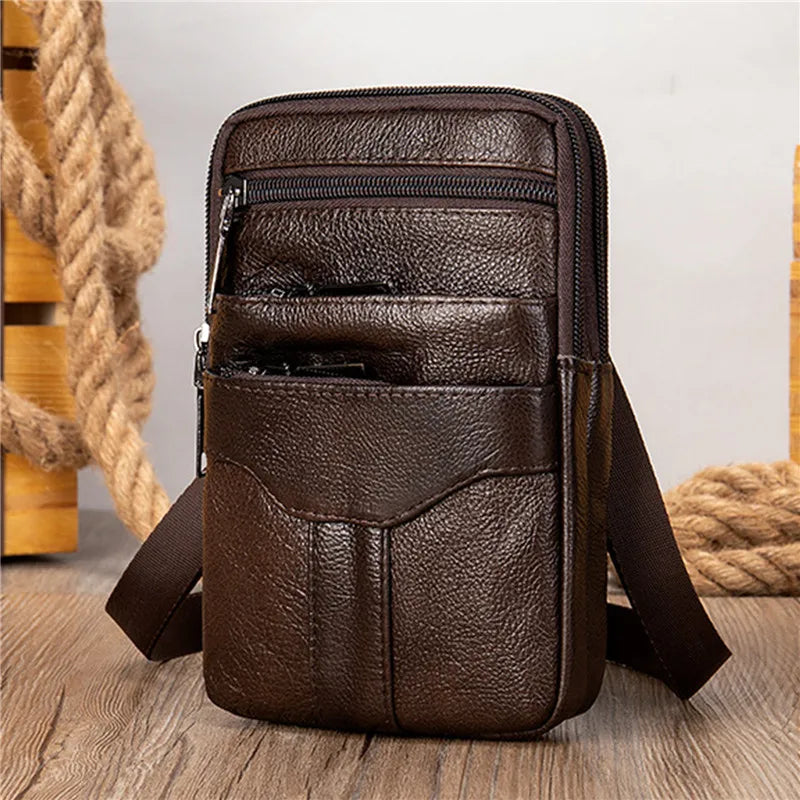 Men's PU Leather Waist Packs Phone Pouch Bags