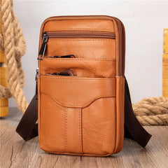 Men's PU Leather Waist Packs Phone Pouch Bags Waist Belt Male Small Chest