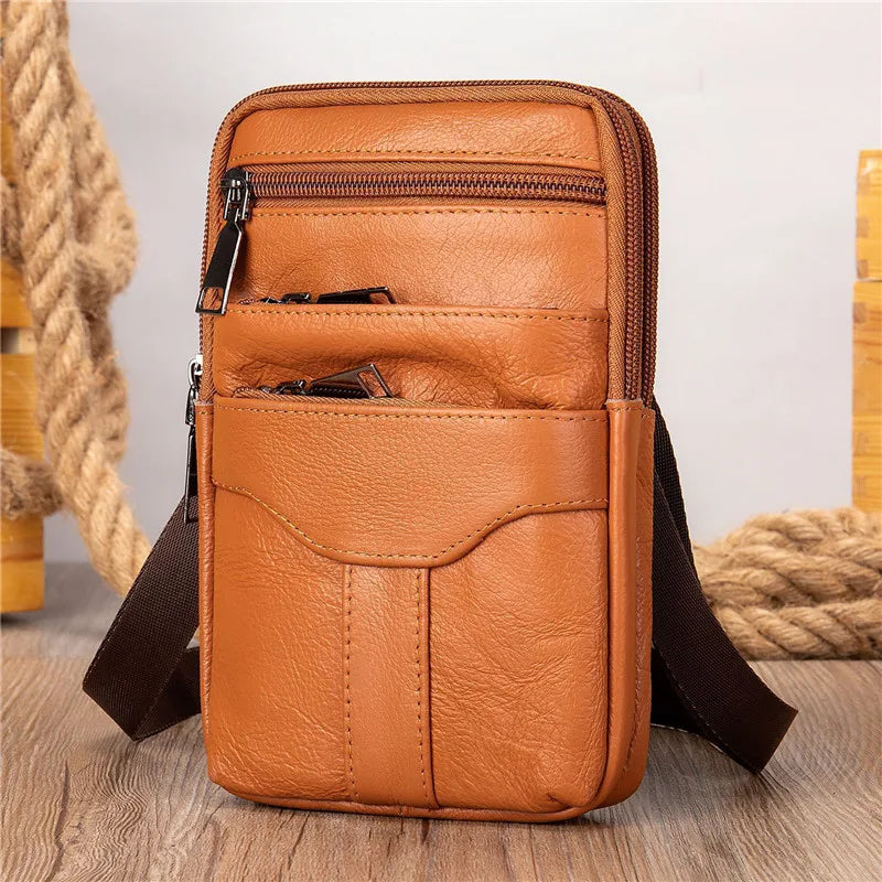 Men's PU Leather Waist Packs Phone Pouch Bags