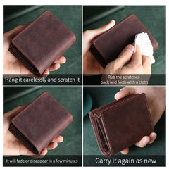 Men's RFID Blocking Leather Wallet Bifold Slim Short Vintage Purse Money