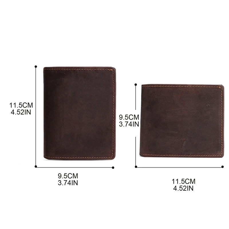 Men's RFID Blocking Leather Wallet Bifold Slim Short Vintage Purse Money