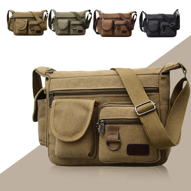 Men's Retro Canvas Messenger Bag Male Travel Casual Handbags Shoulder Bag