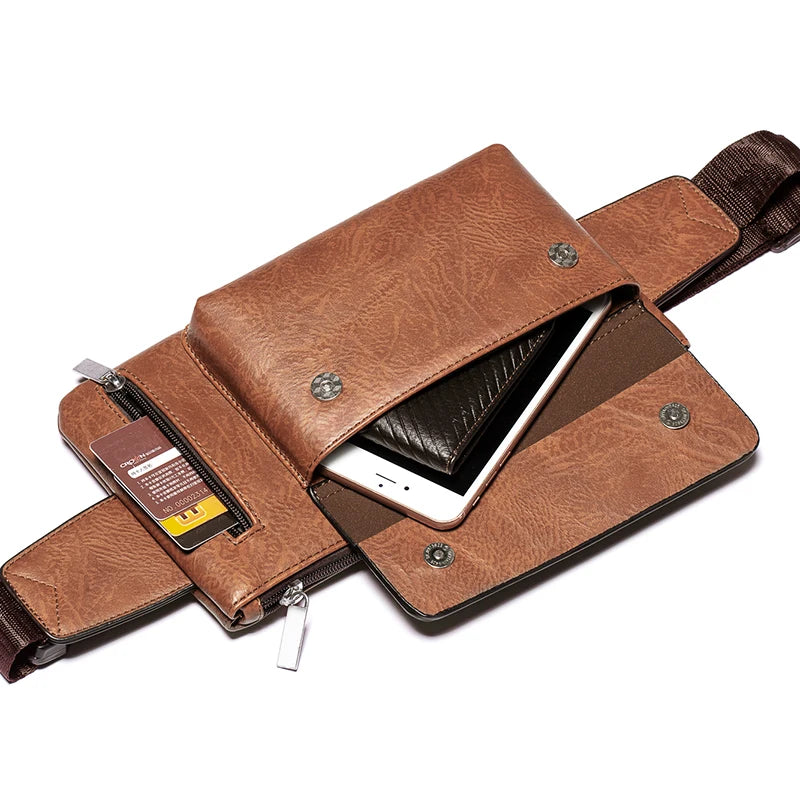 Men's Retro Waist Bag Multifunctional Leisure Sports Single Shoulder Messenger B