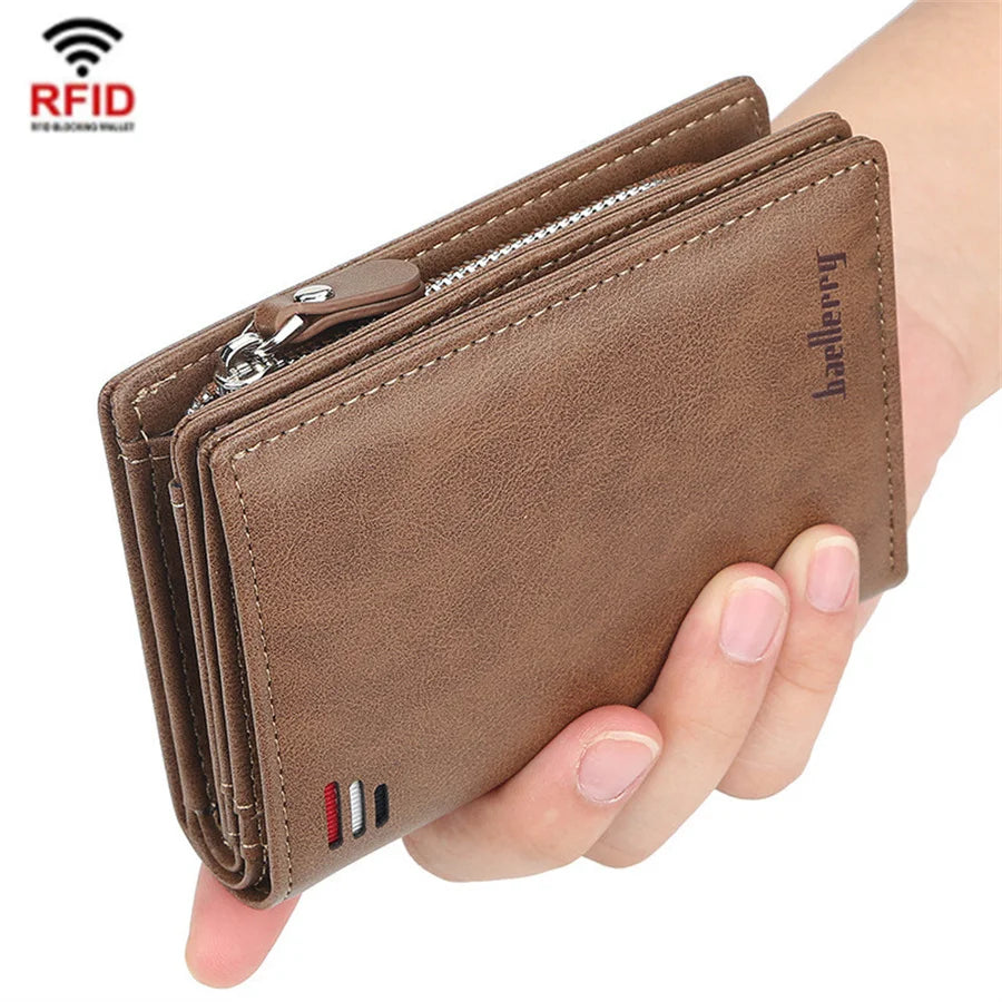 Men's Short Wallet European And American Vertical Buckle Wallet