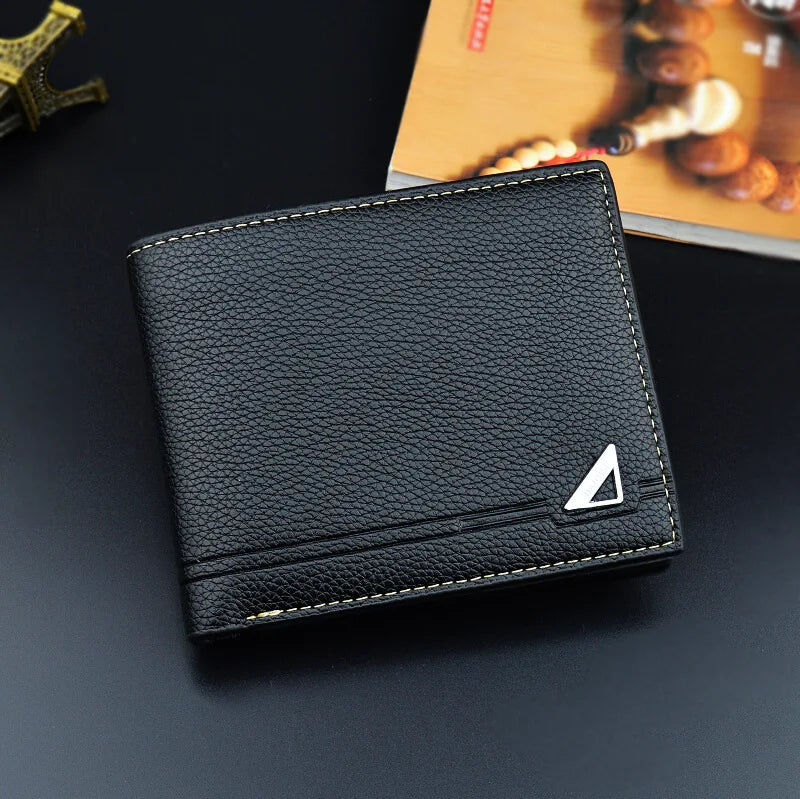 Men's Short Wallet Casual Lychee Pattern Money Clip