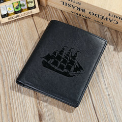 Men's Leather Wallet Boat Pattern Man Wallet Card Holder Male Ourse