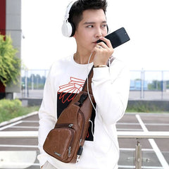 Men's Canvas Shoulder Bag Sling Chest Pack Sports Crossbody Handbag