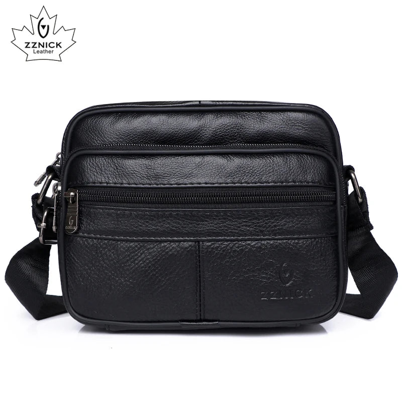 Men's Leather Messenger Bag Flap Crossbody Handbag Large Capacity