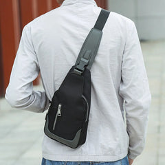 Men's Business Crossbody USB Interface Lock Buckle Shoulder Bag
