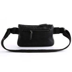 Men's Solid Chest bag PU Leather waist bag male Double zipper Crossbody bags